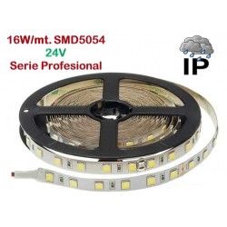 Tira LED 5 mts Flexible 24V 80W 300 Led SMD 5054 IP65 Blanco Frío Serie Profesional